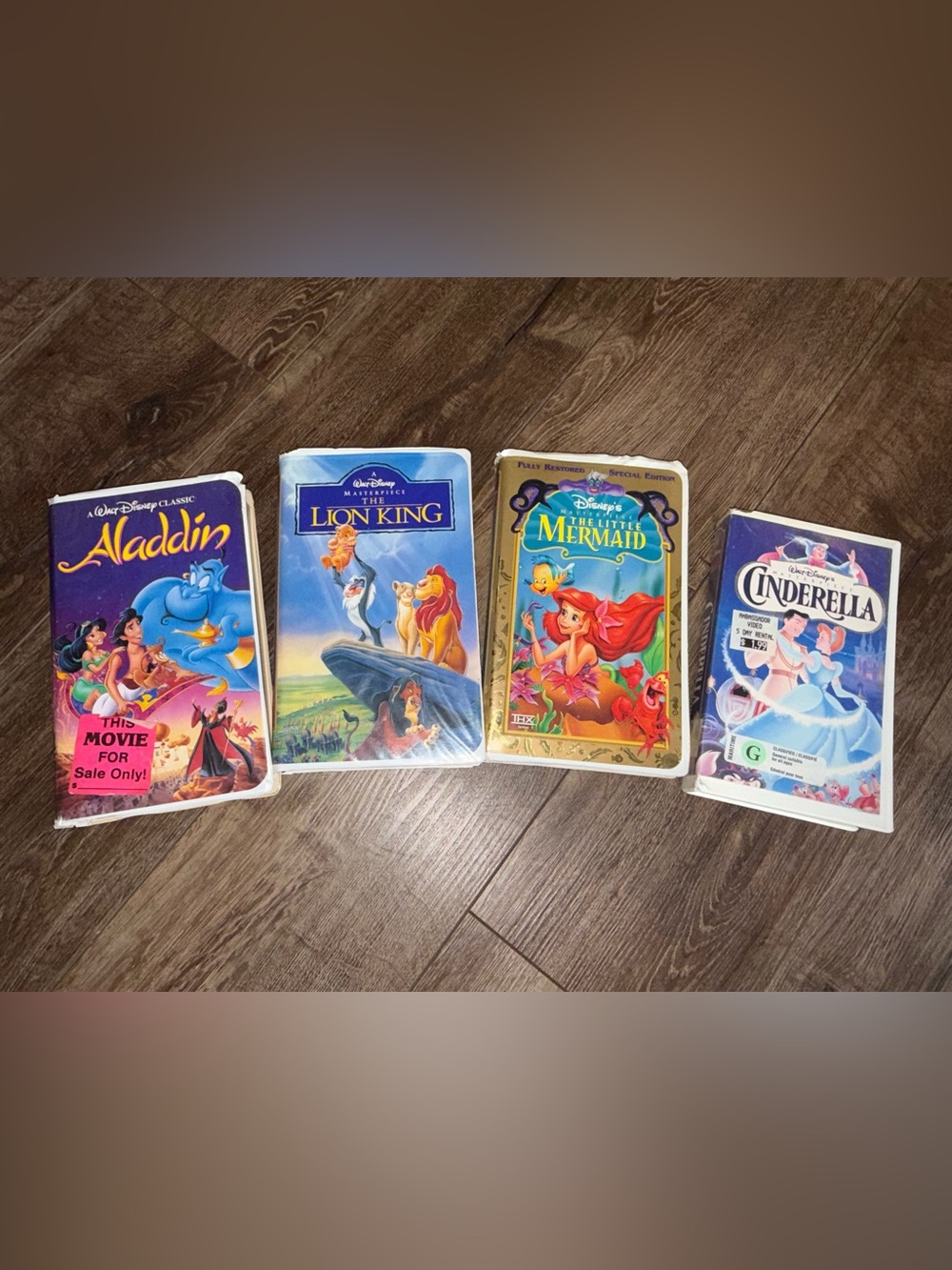 (4) Disney VHS Movies - Aladdin, The Lion King, The Little Mermaid, Cinderella